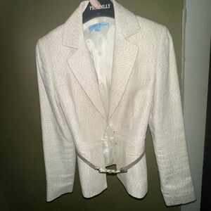 ✨ Antonio Melani Cream Silk Wool Belted Blazer